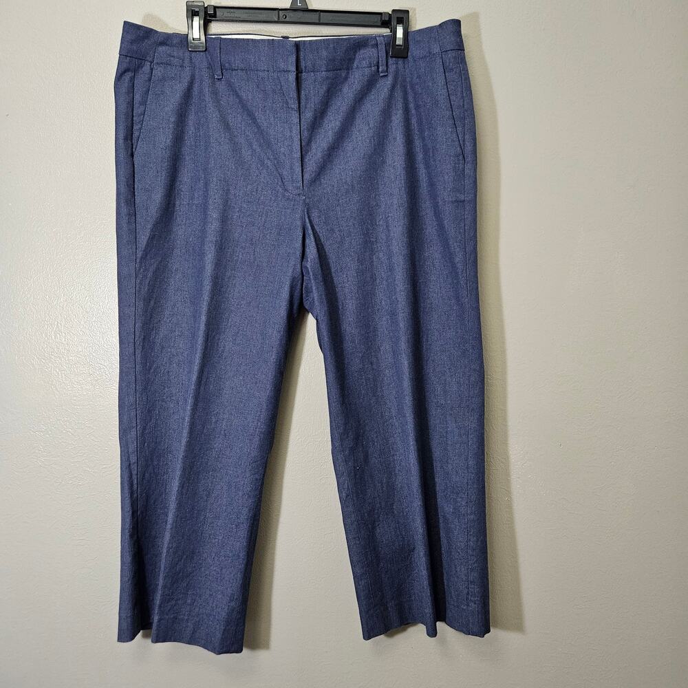 Talbots Chelsea Sz 14 Blue Cotton Blend Stretch Cropped Trousers Preppy Normcore